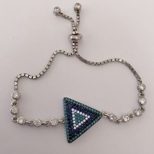 🧿925 Silver evil eye bracelet bolo cubic zirconia